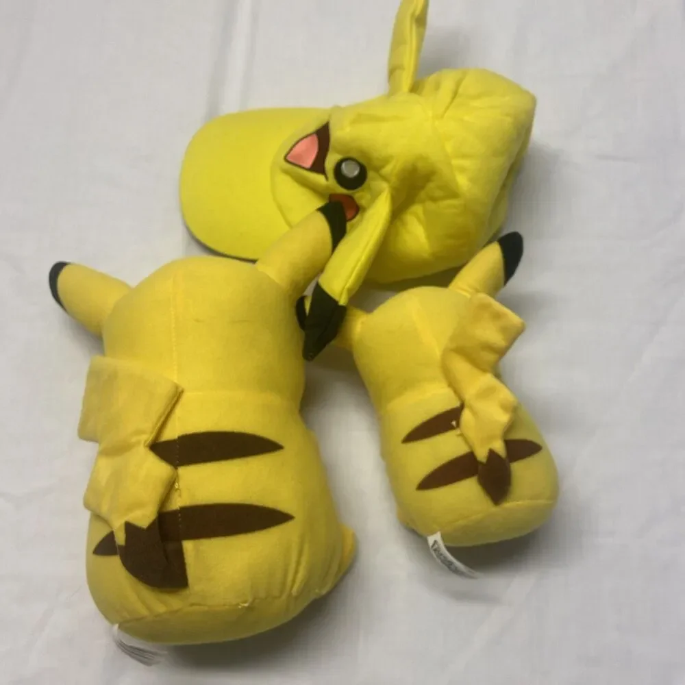 Pokemon Plush Pikachu Lot of 3 with 3 D Cap Yellow